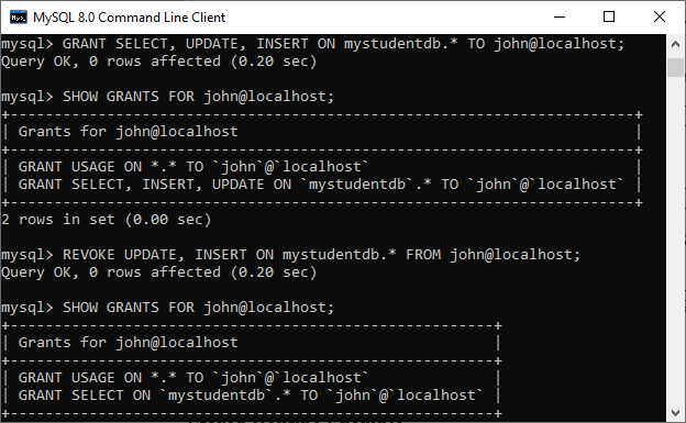 mysql用户权限管理_mysql设置权限语句_mysql修改用户权限