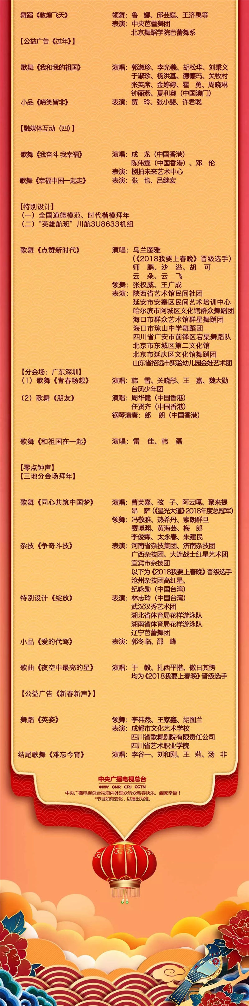 春晚节目单_春晚节目单公布2025_春晚节目单2024年完整版