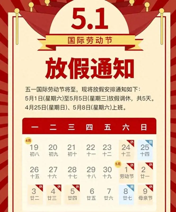五一实际放假天数是多少_五一实际放假天数怎么算_五一实际放假几天